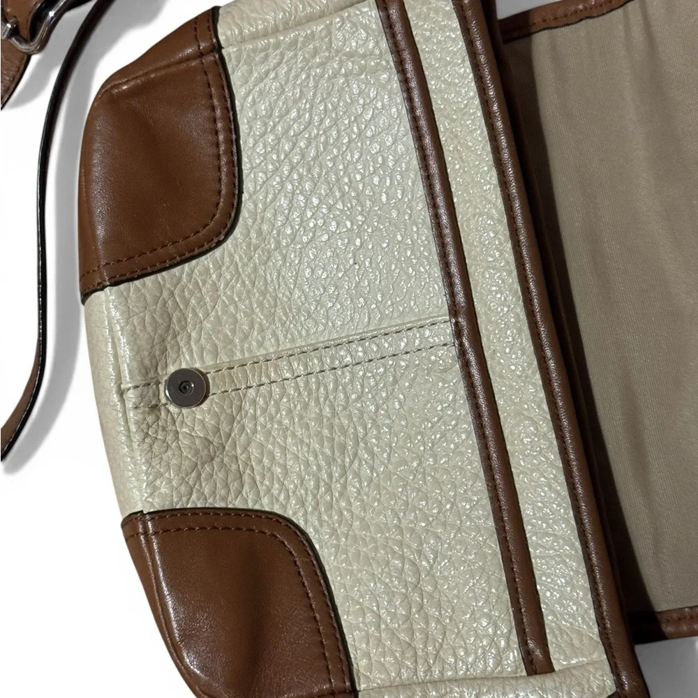 Coach Hadley Leather D1494-F31664 Crossbody Handbag Colorblock Ivory & Brown